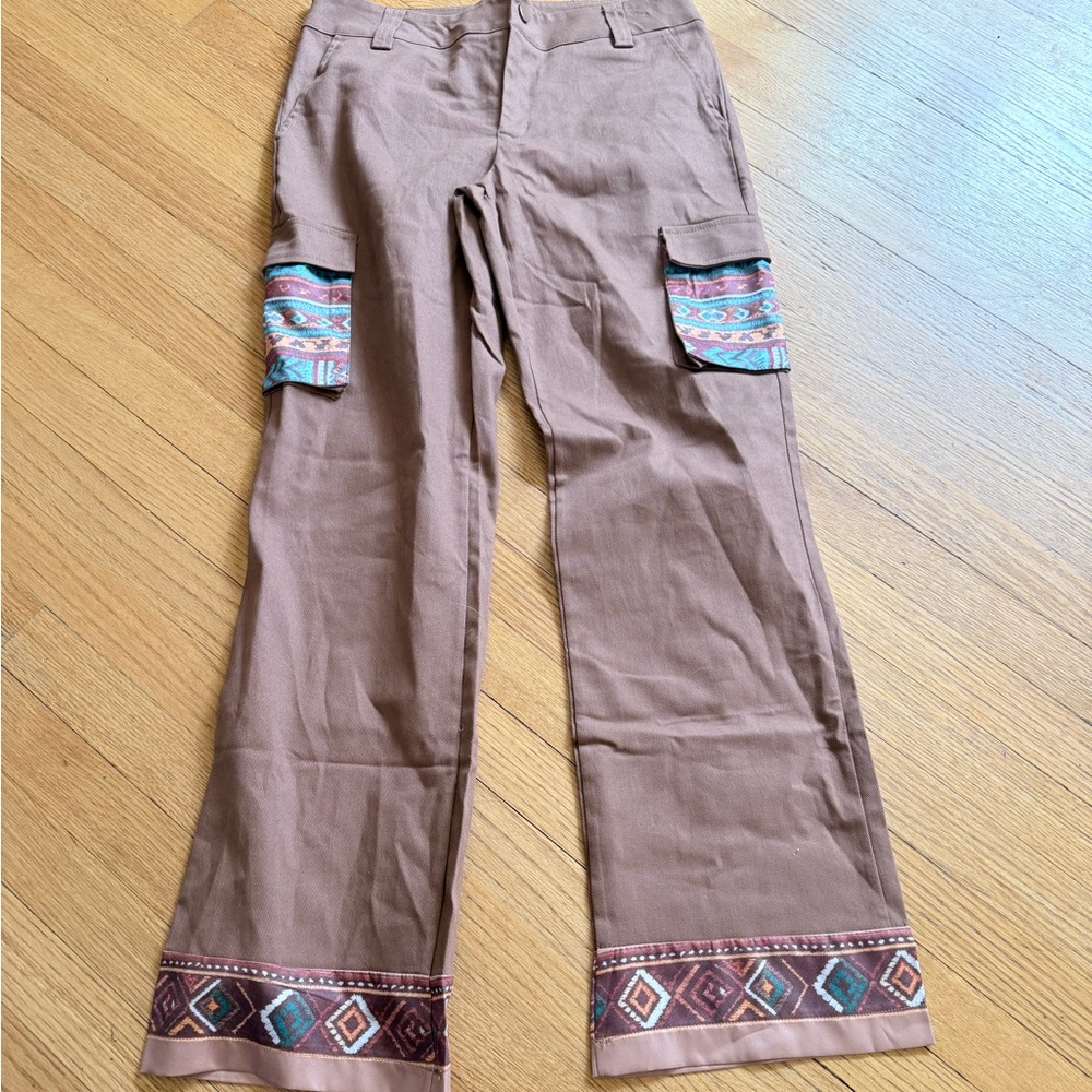 Carhartt Pants embroidered w/ Aztec Trim - one of a kind! Women’s size M - rare!